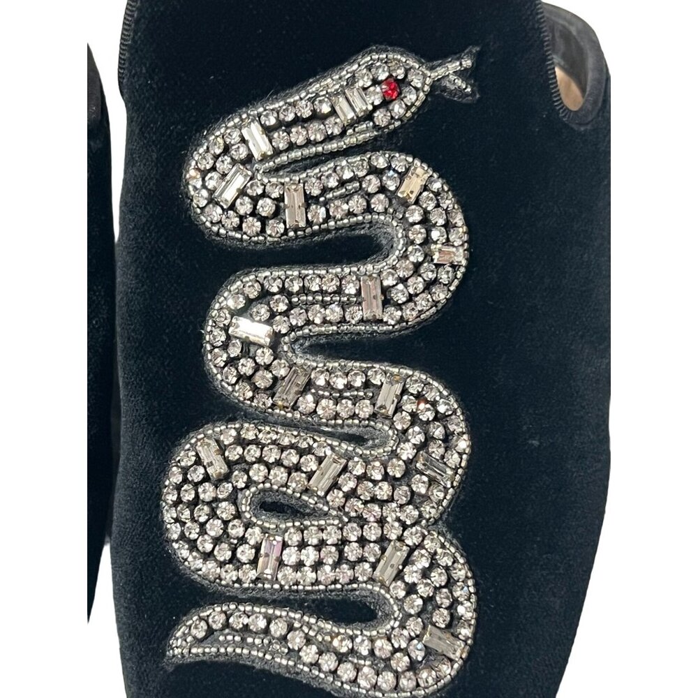 GUCCI Lawrence Princetown Slides Mules Snake Black Velvet Women's Size 37.5 Exce - Picture 6 of 12